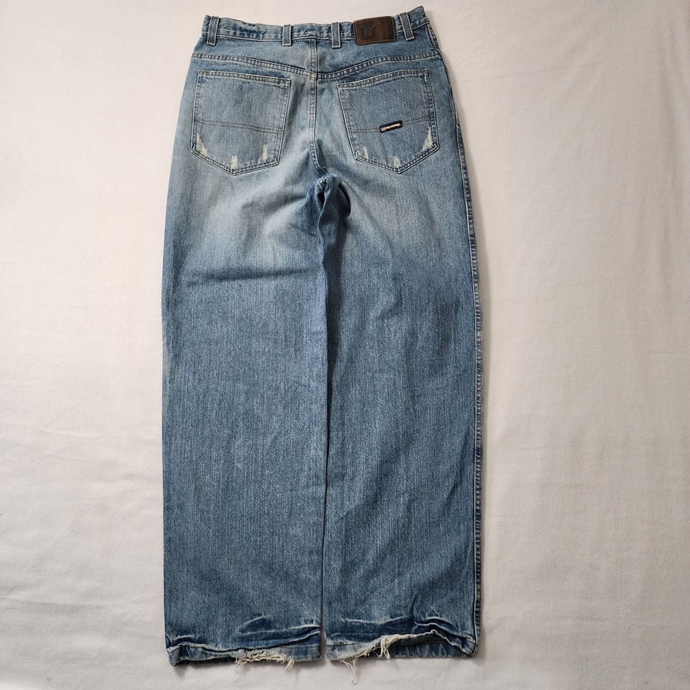 Vintage Y2k Reverb Baggy Jeans Mens 36x34 Blue Fade Distressed Skater Grunge 90s